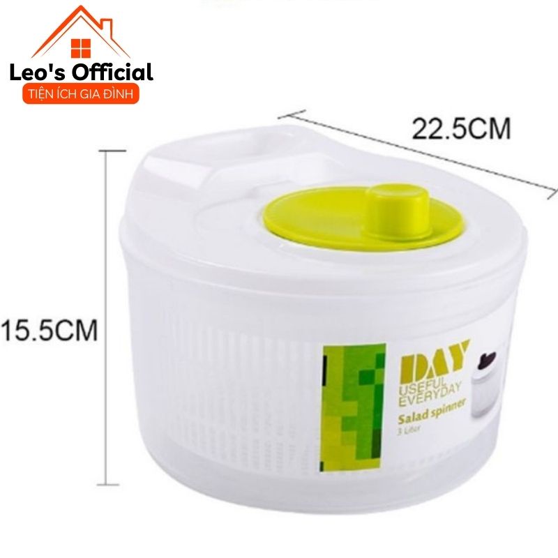 Rổ quay rau ly tâm giúp vắt và làm khô rau nhanh chóng Leos Official