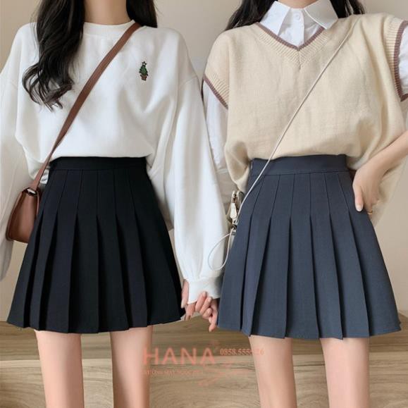 Chân váy tennis xếp ly ngắn xòe bản to màu đen có quần trong cạp lưng chun cao - Chất vải Umi dày dặn co giãn thể thao | BigBuy360 - bigbuy360.vn