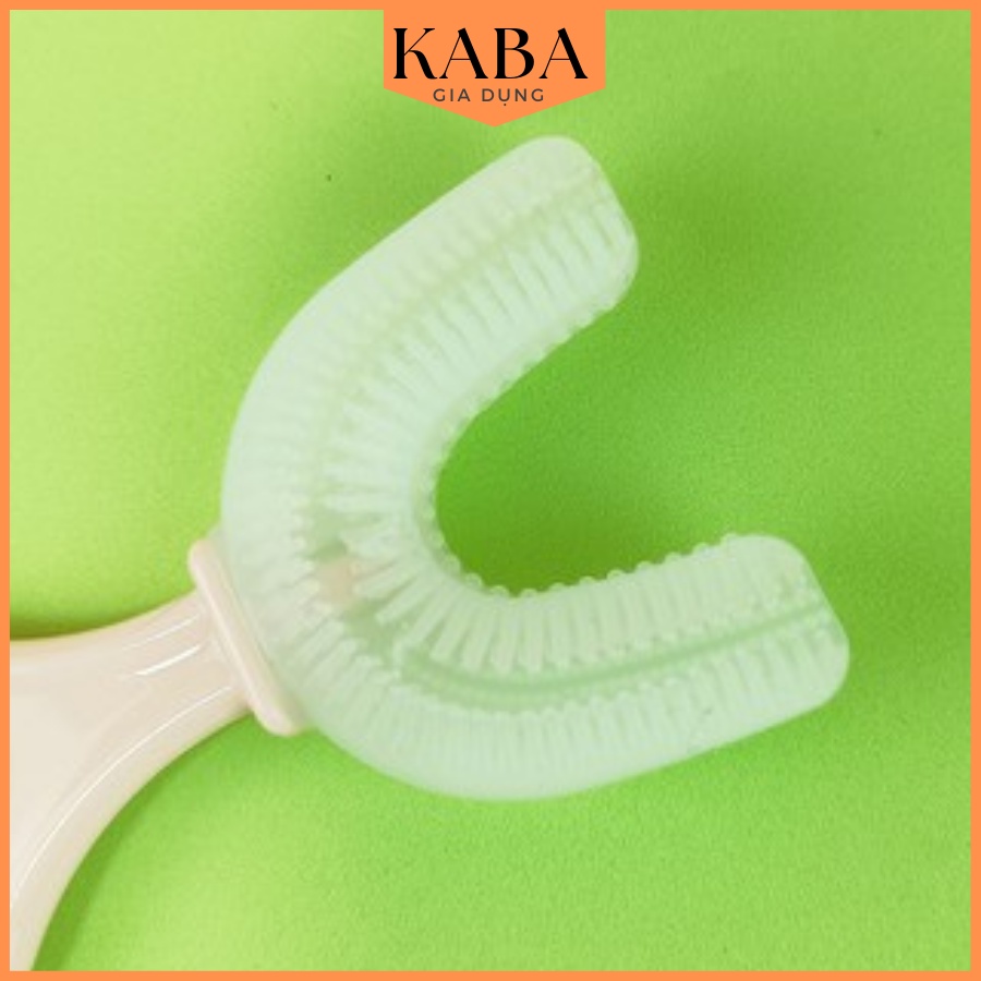 Bàn chải đánh răng cho bé bàn chải hình chữ U chữ chất liệu silicon chịu được lực cắn cho bé từ 2-6 tuổi KABA