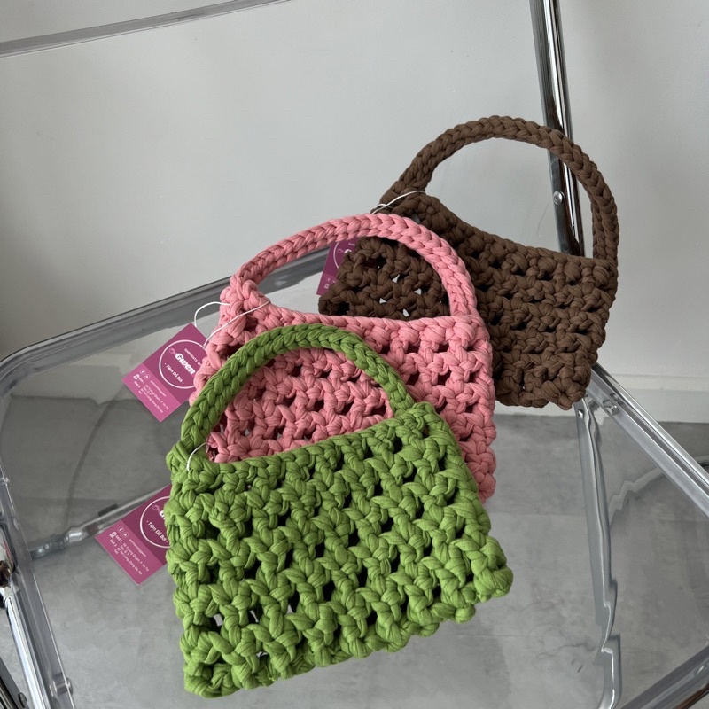 Túi len móc thủ công, handmade quai cầm tay