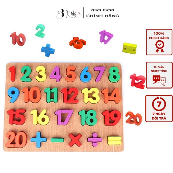 Đồ chơi Bảng Gỗ BB Kids Nối chữ cái, Chữ số cho bé