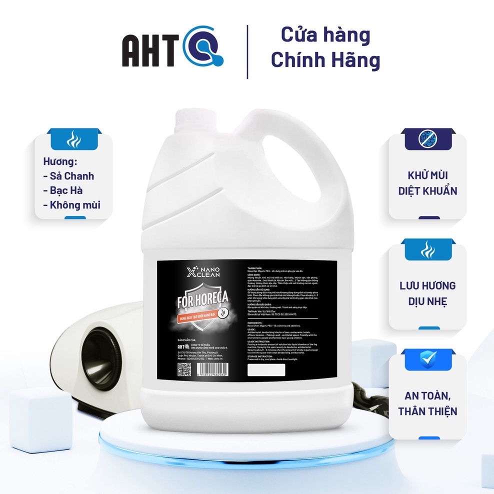 Dung dịch tạo khói, phun khói Nano Xclean For Horeca - khử Mùi ô tô, nhà hàng, bếp, khách sạn, phòng kín, karaoke 5L