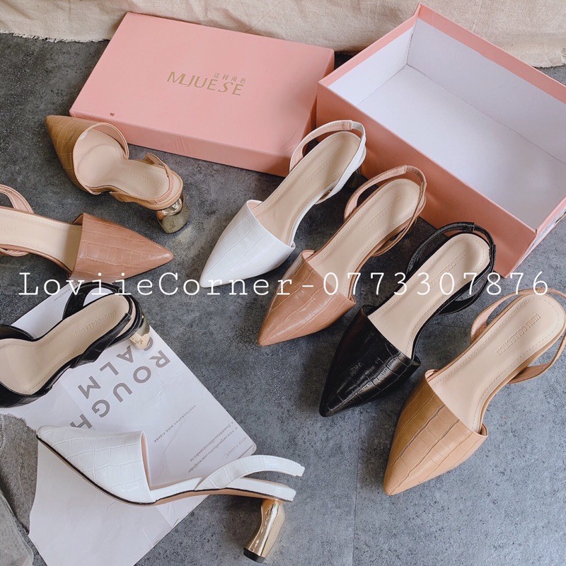 GIÀY CAO GÓT NỮ LOVIIECORNER - GUỐC MŨI NHỌN ĐẾ VUÔNG 5CM - SỤC CAO GÓT BÍT MŨI GÓT VUÔNG 5 PHÂN G201072