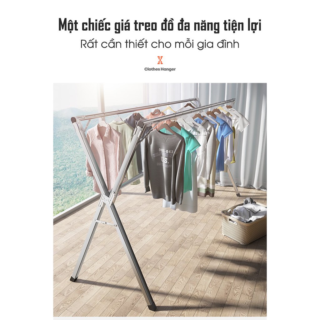 Giàn Phơi Quần Áo Thông Minh HADOCHI - Sào Phơi Inox 304 Gấp Gọn, Nhỏ Gọn Tiện Lợi, Cứng Cáp Bảo Hành 12 Tháng