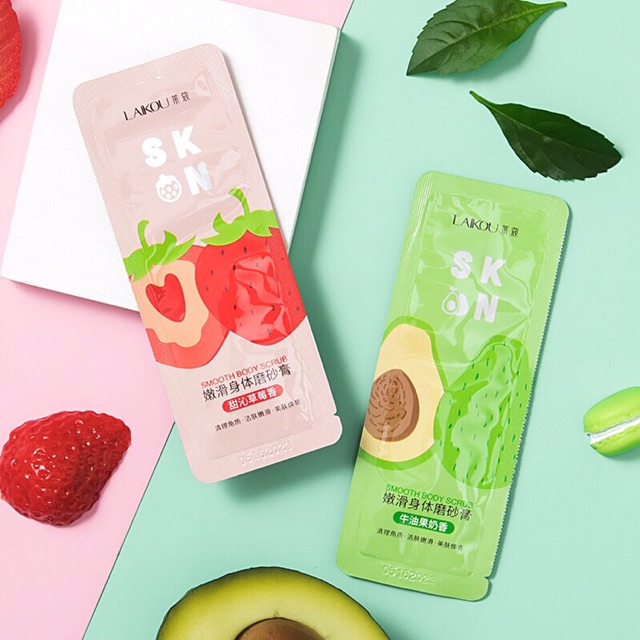 [Set 2 gói] Tẩy tế bào da chất toàn thân body sạch sâu sáng bóng dâu tây bơ nội địa trung laiko | BigBuy360 - bigbuy360.vn