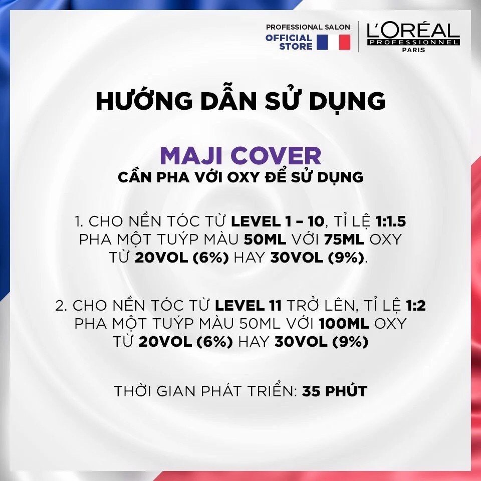 Màu nhuộm tóc phủ bạc cao cấp L'Oreal Maji Cover màu tự nhiên cấp độ 3 50ml