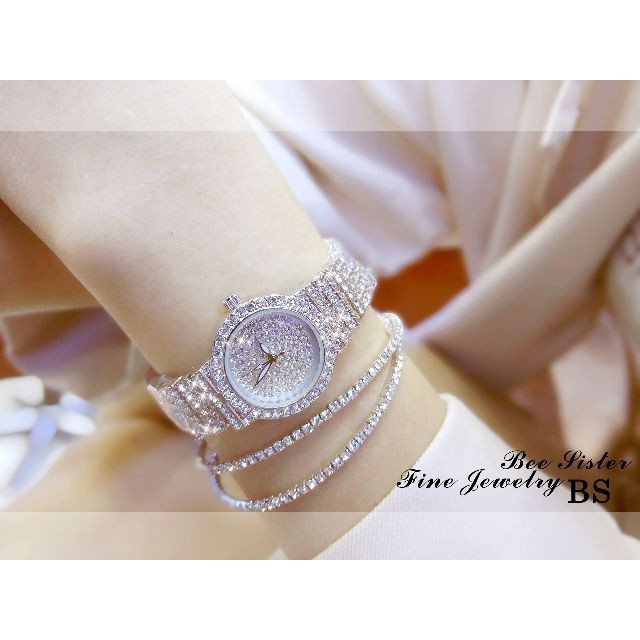 Đồng hồ nữ Beesister BS dây kim loại mặt nhỏ đính đá style Hàn Quốc-Sang Trọng