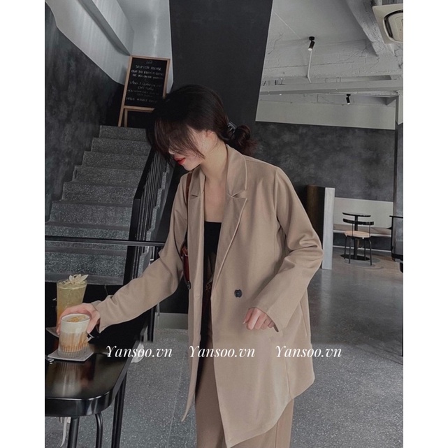Áo khoác blazer một khuy túi nắp một lớp dày dặn , áo vest nữ yansoo.vn ( ảnh thật )