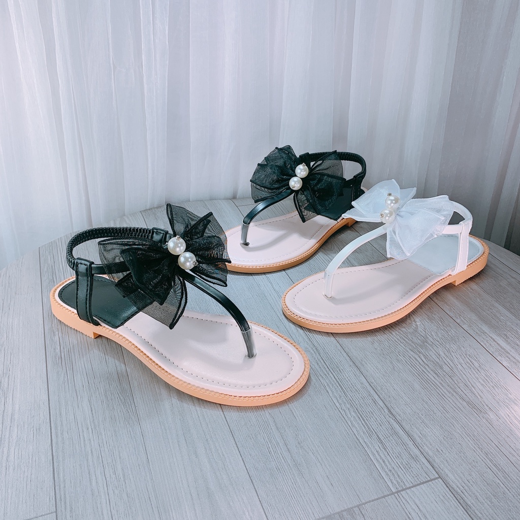 Sandal Dép kẹp ngón nơ ngọc - z12