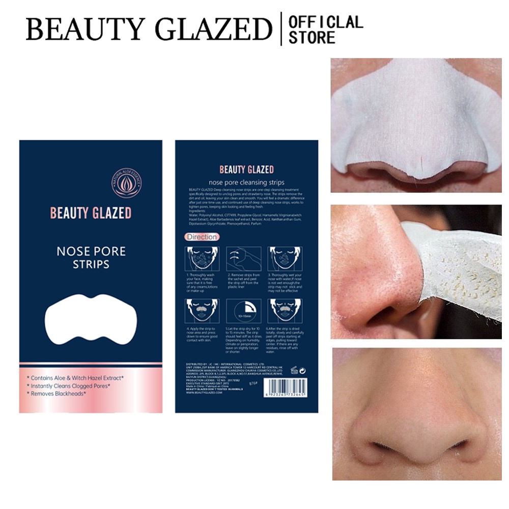 Miếng dán lột mụn BEAUTY GLAZED làm sạch sâu hỗ trợ giảm mụn đầu đen cho vùng mũi 2.2g / miếng