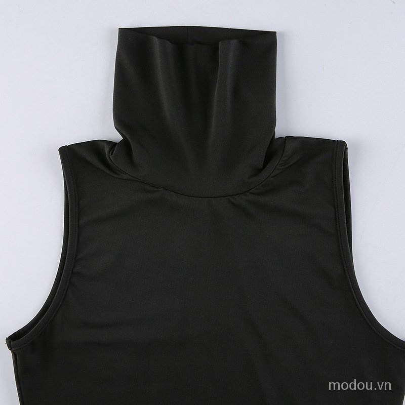 Đầm Maxi Sát Nách Cổ Cao Hoạ Tiết In Thiết Kế Xẻ Quyến Rũ