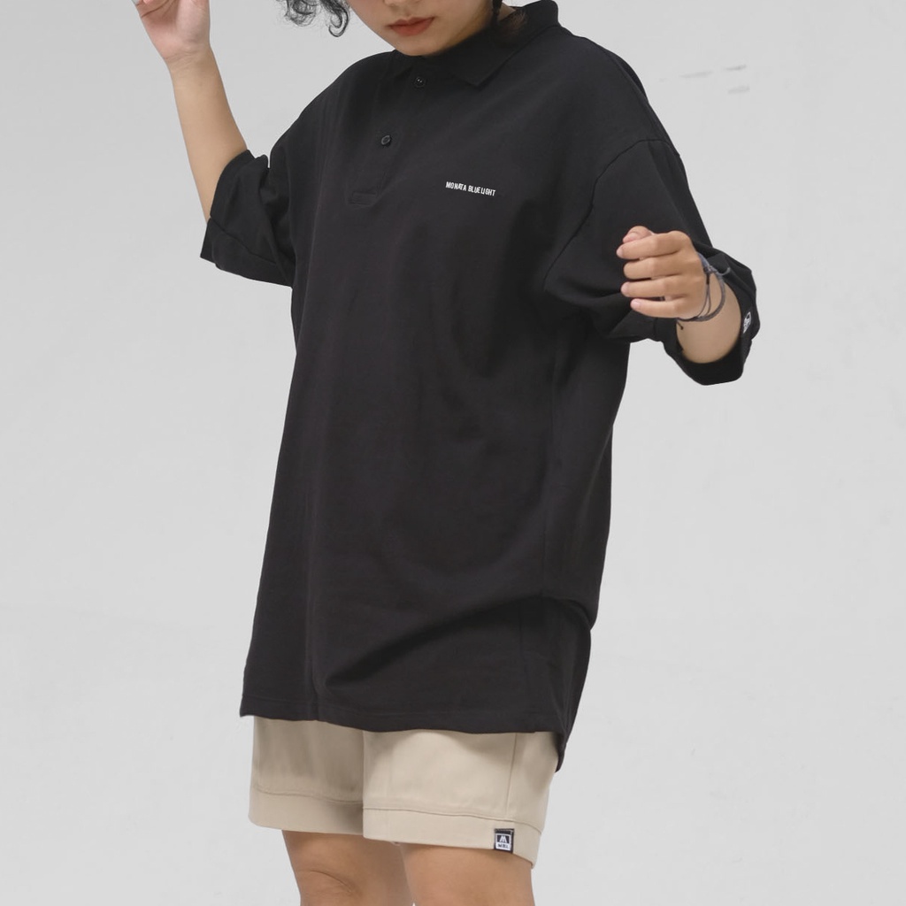 MONATA BLUELIGHT Logo Popular - Áo Polo Logo oversize unisex