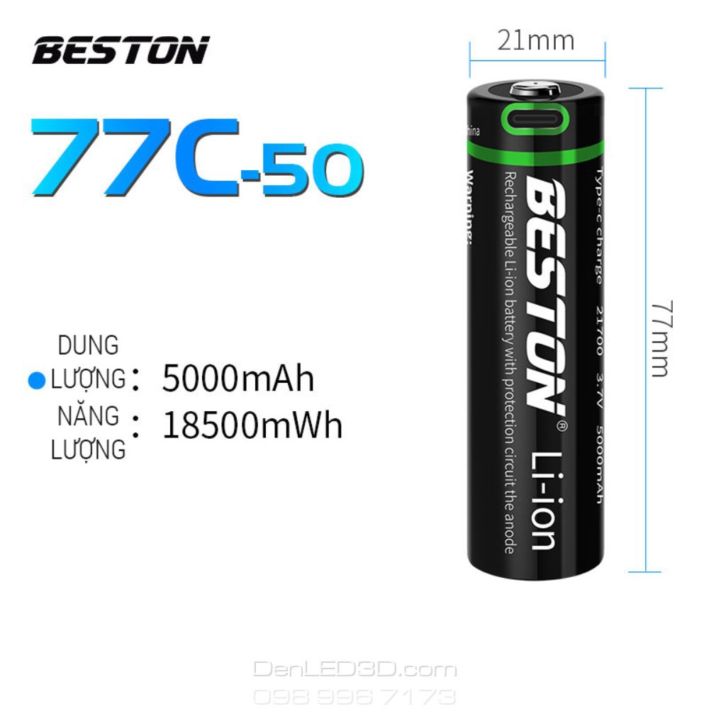 Pin Sạc Lithium-ion BESTON 21700 Dung Lượng 5000mAh Cho Đèn Pin