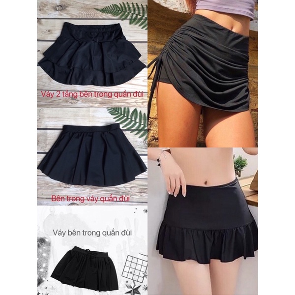 Quần bơi váy bơi bikini nữ lẻ nhiều mẫu màu đen EVA SHOP QLVL