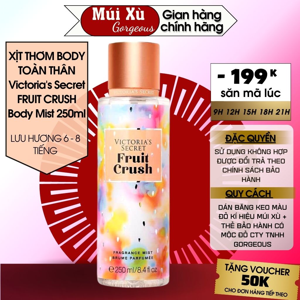 Xịt Thơm Body, Xịt Thơm Toàn Thân Victoria's Secret Body Mist 250ml Hương FRUIT CRUSH