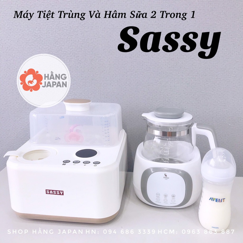 [ CHÍNH HÃNG BH 1 NĂM] Máy hâm sữa và tiệt trùng bình sữa 2 in 1 cao cấp Sassy