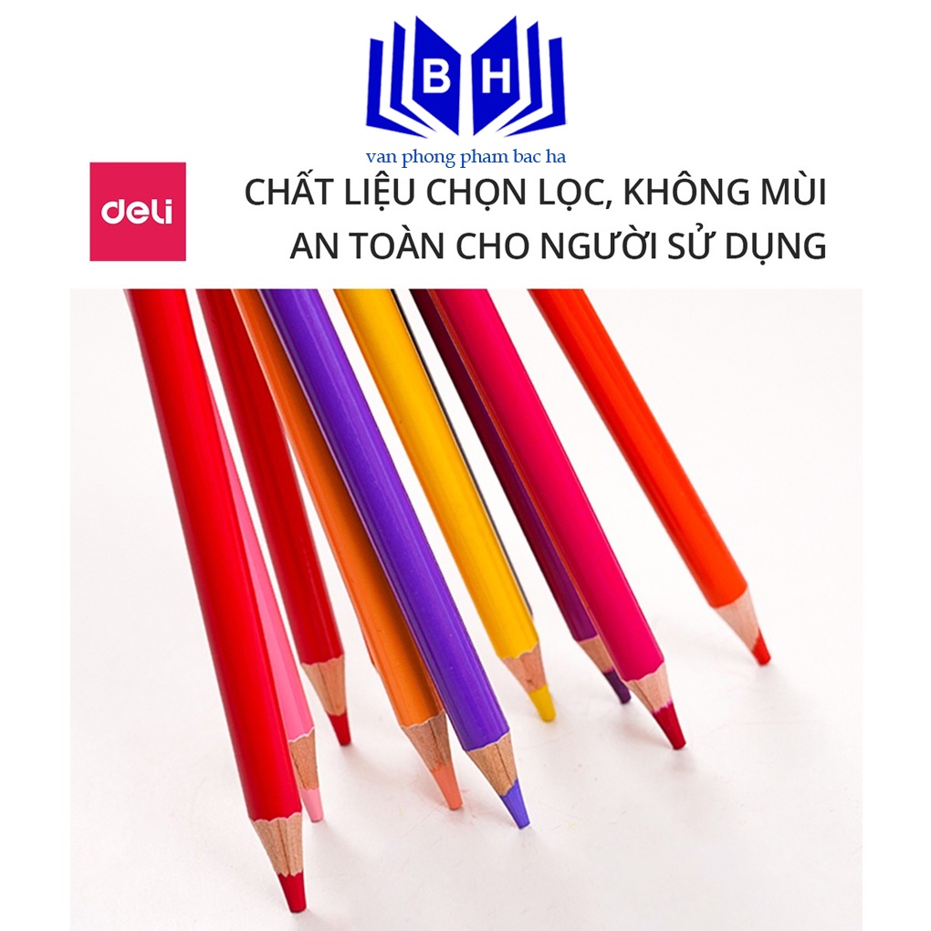 Bút chì màu gốc dầu cao cấp Deli - gỗ tự nhiên - 24/ 36/ 48/72 Màu - 6565 / 6566 / 6567 / 6568