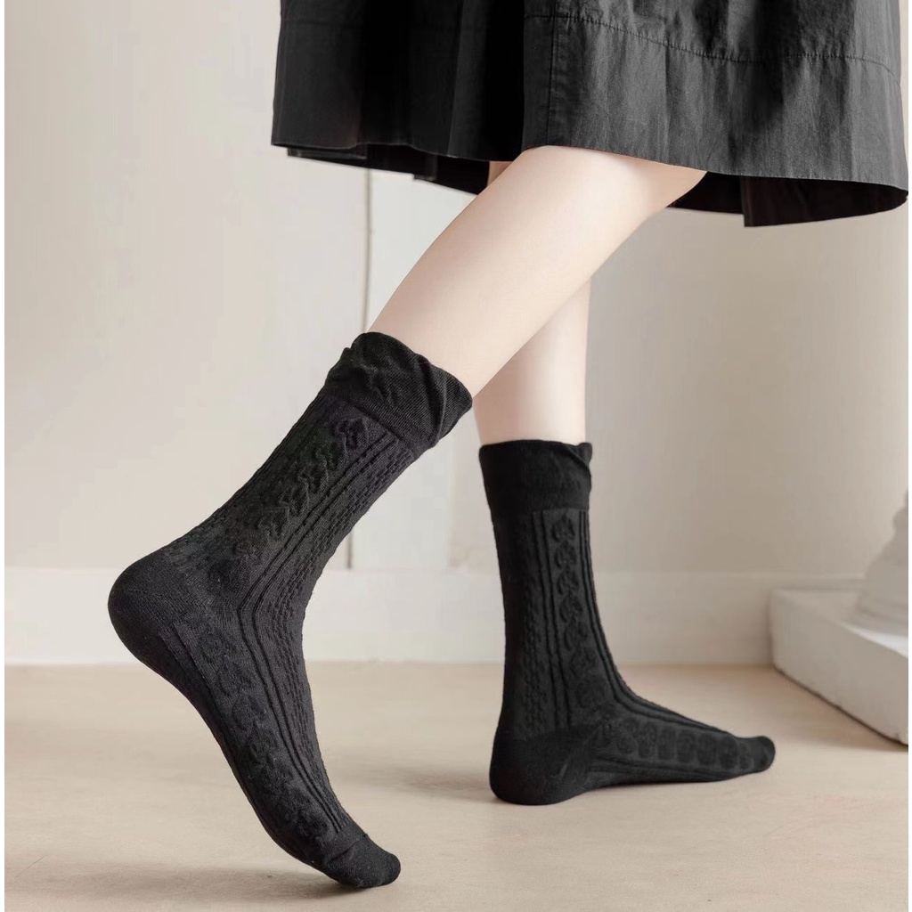 Vớ Cotton Cổ Cao Màu Sắc Ngọt Ngào Dễ Phối Đồ Thời Trang Phong Cách Hàn Quốc Cho Nữ