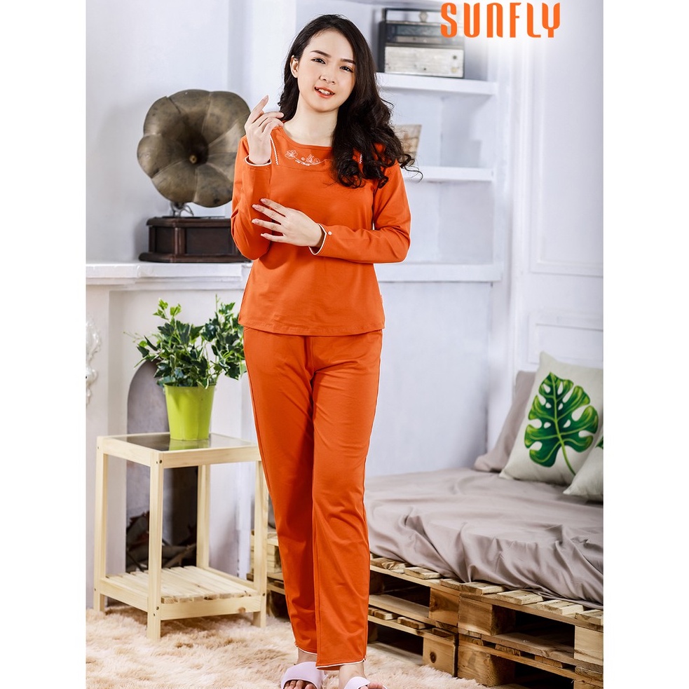 Bộ đồ cotton áo dài tay, quần dài SUNFLY SP1843