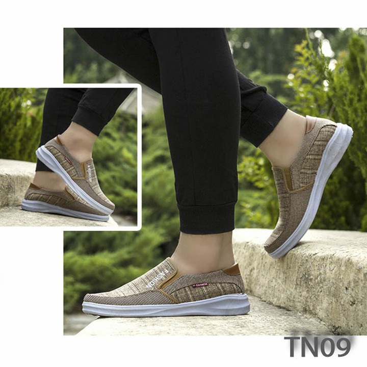 Giày Sneaker Thể Thao Đế Êm Chất Vải Jeans TN09 - Nâu Vàng