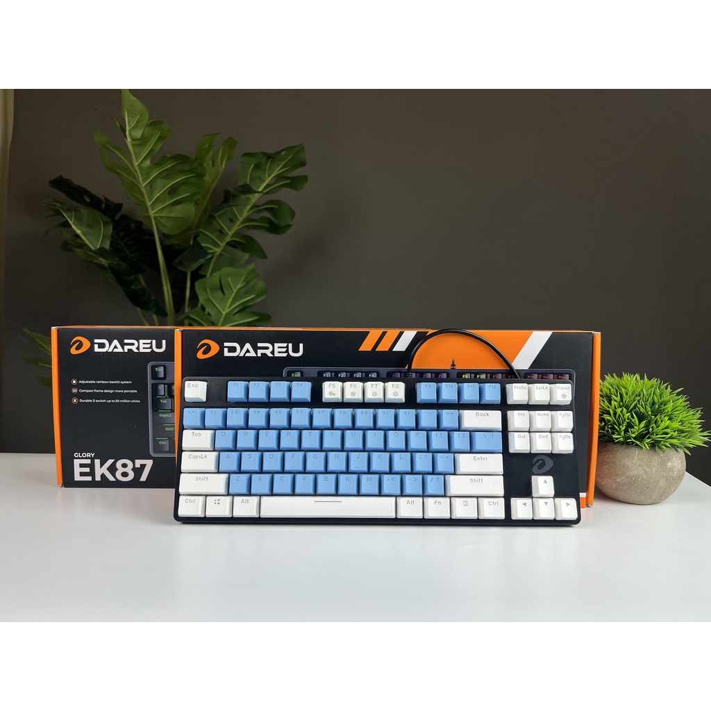 Bàn phím cơ red switch brown switch blue switch led đổi màu 87 phím Dareu ek87 có dây bảo hành chính hãng 24 tháng