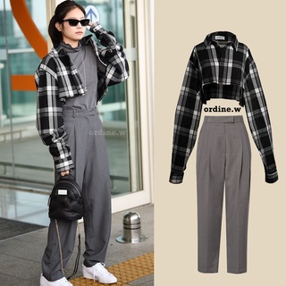 Sẵn_set sơ mi croptop + quần âu blackpink jennie