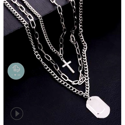 Sét Dây chuyền 3 lớp tách riêng được unisex thời trang Harajuku phong cách hip-hop cá tính mạnh mẽ -set vòng cổ 3 lớp