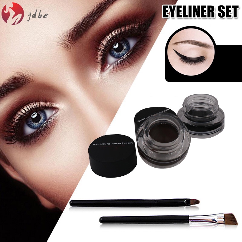 Set gel kẻ mắt 2 trong 1 màu đen và nâu chống nước lâu trôi
