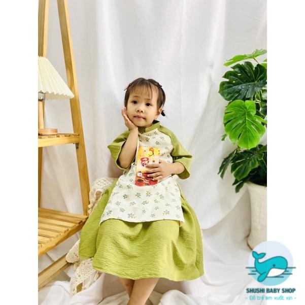 [Rẻ vô địch] [Ảnh thật] Áo Dài Cách Tân Hoa Nhí Xốp Nhăn Hàng Thiết Kế Xinh Đẹp