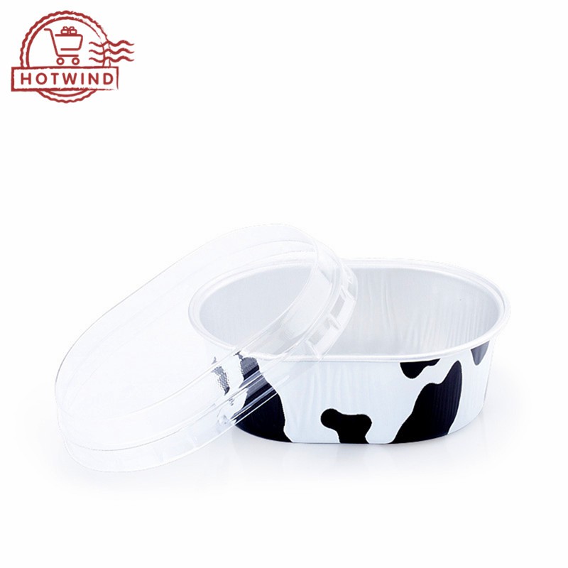 Cốc nướng bánh bằng nhôm nhiều màu hình oval kèm nắp tiện dụng