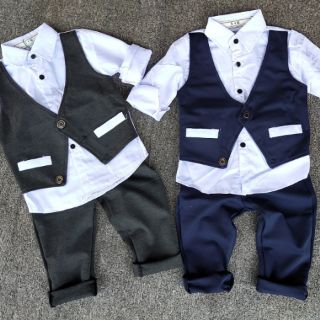 Sét bộ sơ mi vest công tử cho bé trai