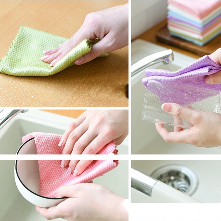 Set 5 khăn lau chén dĩa chống dầu mỡ tiện dụng