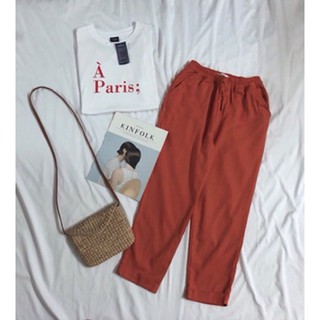 Quần baggy cạp chun chất đũi lụa