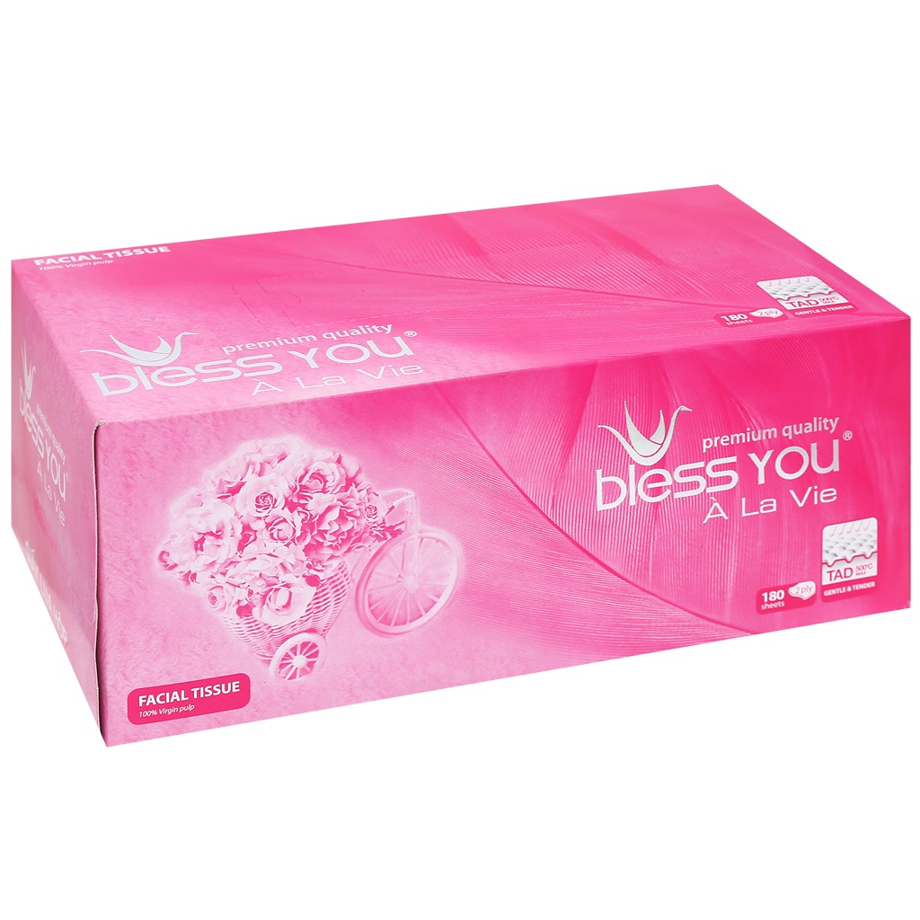 Khăn giấy lụa Bless You À La Vie 2 lớp hộp 180 tờ