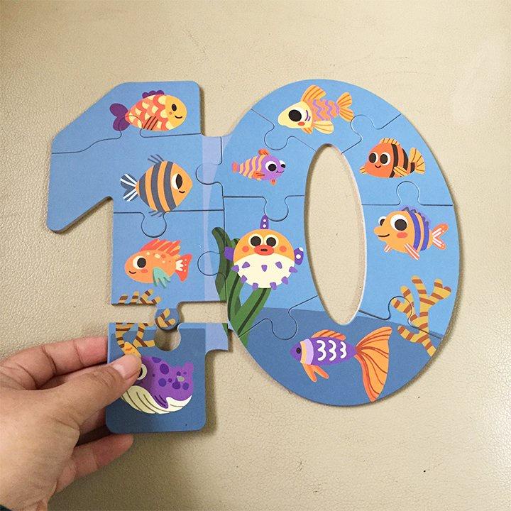 Bộ Đồ Chơi Xếp Hình Số Đếm Tiếng Anh Chất Liệu Gỗ Hình Ảnh Chân Thật Trên Mỗi Chữ Số - Đồ Chơi Giáo Dục, Xếp Hình Thông