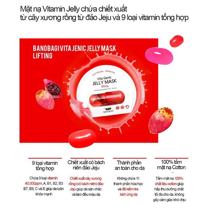 Mặt Nạ Dưỡng Ẩm Giúp Nâng Cơ Và Săn Chắc Da Banobagi Vita Genic Lifting Jelly Mask Đỏ (Vitamin A) 30ml