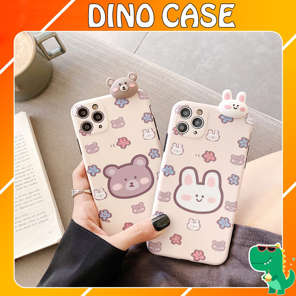 Ốp lưng iphone leo IMD Gấu nâu - Thỏ trắng 7plus/ 8plus / x /xs /xsmax/11/ /11 promax/12/12pro/12promax  DT07- Dino Case