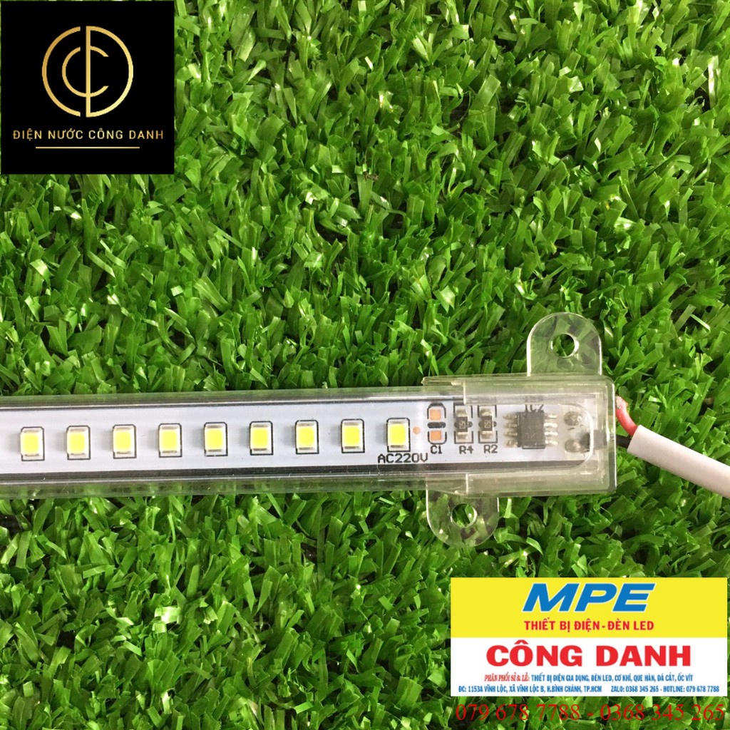 Đèn led thanh 220v chíp 2835 siêu sáng bọc nhựa, led thanh 220v 30cm 50cm 1m ánh sáng trắng vàng