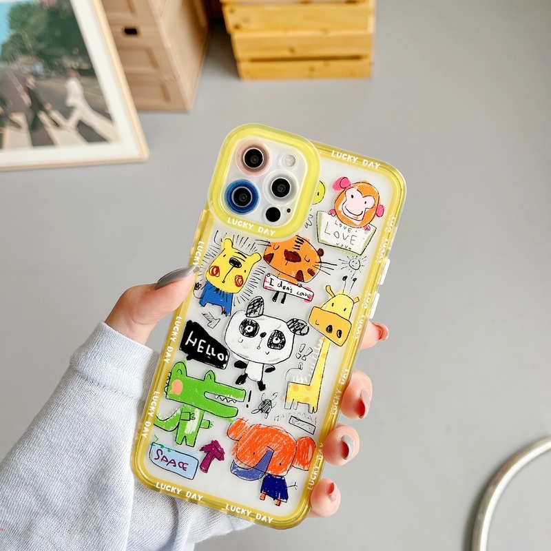 Ốp Điện Thoại Silicon Mềm Họa Tiết Động Vật Hoạt Hình Dễ Thương Cho iphone 13 12 11 Pro MAX X XR XS MAX 7 8 6 Plus