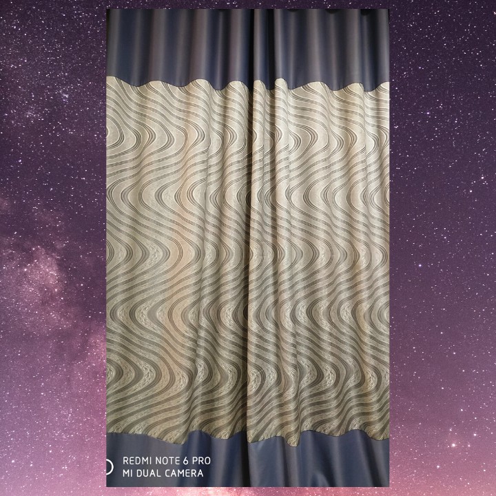 Rèm cửa ❤️ vải thô cản nắng 95% màu xanh tím phối gấm kim tuyến 7 màu