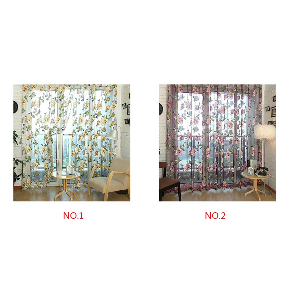 Rèm cửa vải mỏng trang trí nhà hình hoa