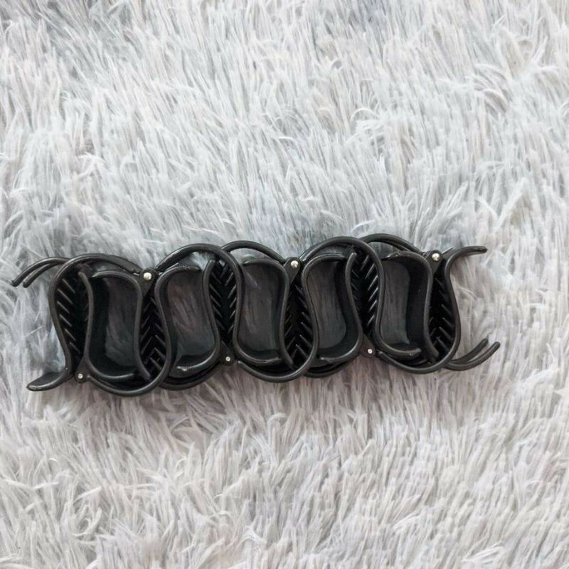 Lố 12 Kẹp tóc 3 răng nhám đen
