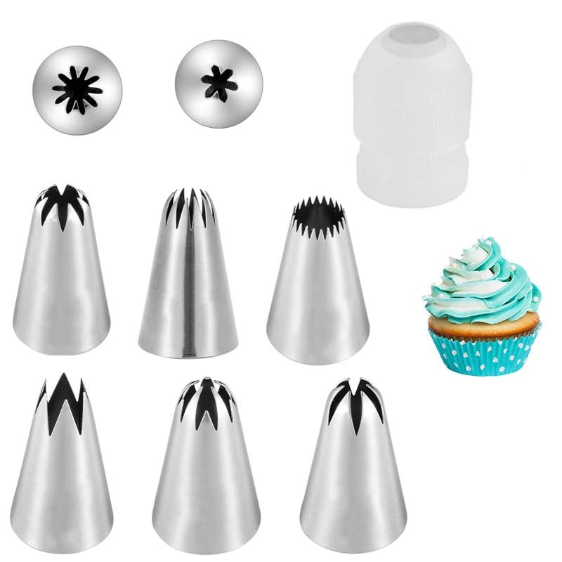 Set 8 Đuôi Bắt Bông Kem Trang Trí Bánh Bằng Thép Không Gỉ