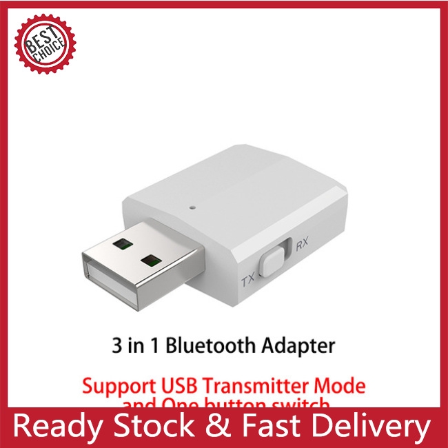 USB thu phát tín hiệu âm thanh mini kết nối Bluetooth 5.0 cổng AUX 3.5mm có công tắc dùng trong xe hơi