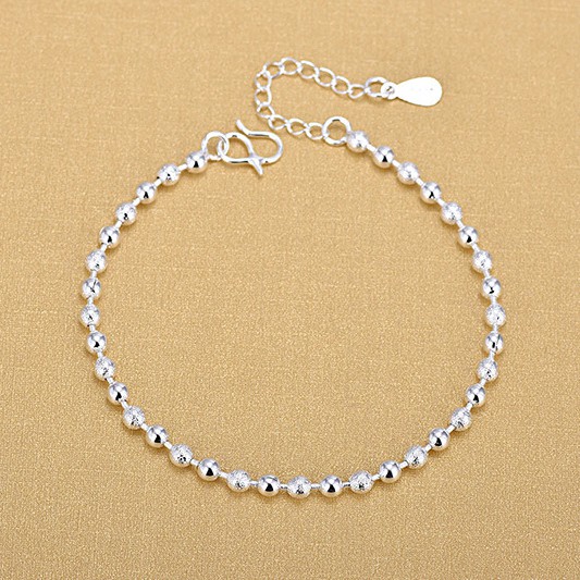 Lắc tay nữ dây bi nhỏ đơn giản xi bạc 925 trắng sáng dễ thương - namimi