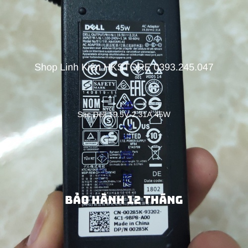 ▀ Sạc Laptop Dell 19.5V-2.31A 45W Dell Inspiron 15 5558 5555 7437 XPS 11 12 13 L321X L322X ▀ 🄿🄷Ụ 🄺🄸Ệ🄽