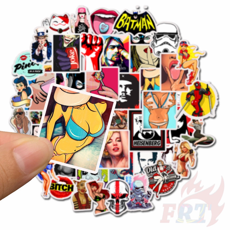 ❉ Miếng Dán Họa Tiết Graffiti Phong Cách Hip hop 01 Vui Nhộn ❉ Set 50 Miếng Dán Chống Thấm Nước Thời Trang Dùng Để Trang Trí Vali/Laptop/Ván Trượt