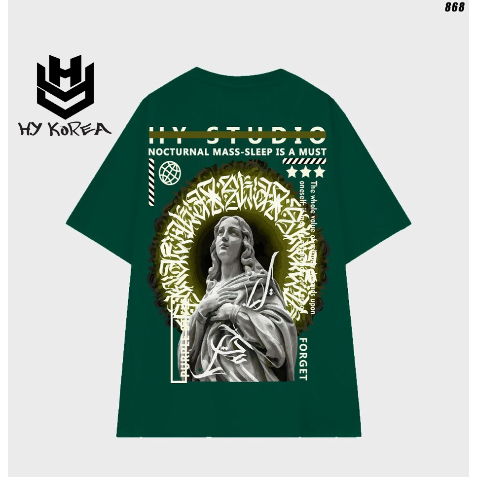 Áo Thun Tay Lỡ Unisex Cotton 100 Form Rộng HYKOREA Tượng nữ 868.