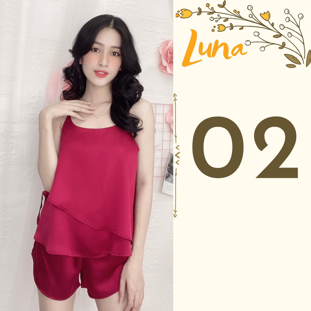 Bộ đồ ngủ lụa 2 dây mặc nhà bigsize lụa satin cao cấp thoáng mát LUNA dưới 75kg | BigBuy360 - bigbuy360.vn