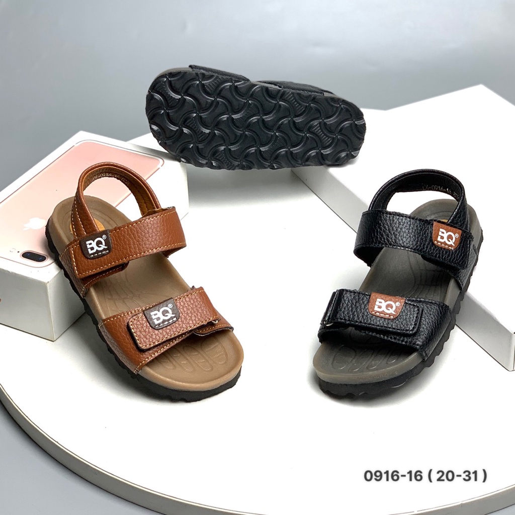 Sandal bé trai BQ 20-31 ❤️FREESHIP❤️ Dép quai hậu quai dán BQ đế cao su chống trượt SD0916-16